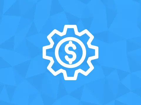 financial Index gears and dollar sign icon